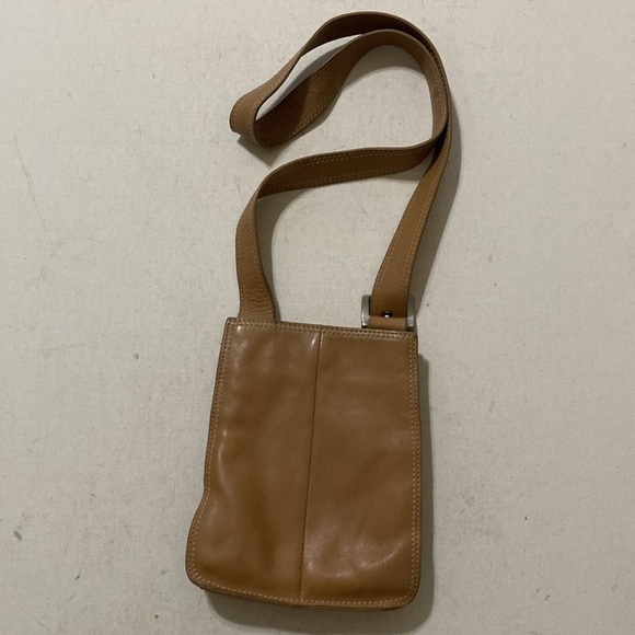Vintage Wilson Pelle studio Tan Leather Crossbody pocket bag women S Y2K travel - Picture 4 of 8
